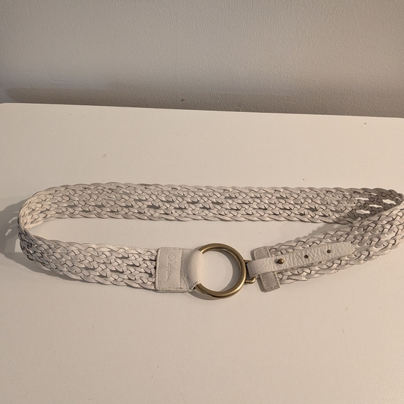 Cole Haan Accessories - Cole Haan White Braided Belt with Gold Ring